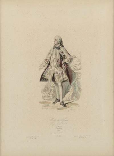 Moda paryska: Panowanie Ludwika XV (ręcznie barwiony grawerunek) autorstwa Jean Charles (1800 79) Pauquet