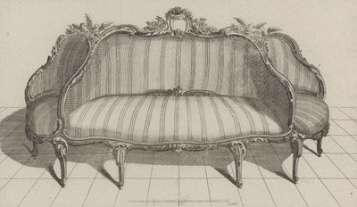 Sofa à Jouë w stylu Pictoresque, wydana w połowie lat 70. (rycina na papierze czerpanym) autorstwa Jean Charles (after) Delafosse