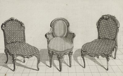 Cane Chair, Cabriolet Armchair, Cane Chair, wydana w połowie lat siedemdziesiątych (rycina na papierze czerpanym) autorstwa Jean Charles (after) Delafosse