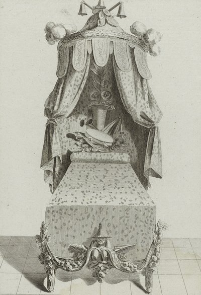 Łóżko chińskie, wydane w połowie lat 70. XVIII w. (rycina na papierze czerpanym) autorstwa Jean Charles (after) Delafosse