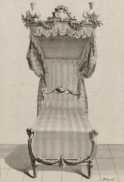 Łóżko francuskie, wydane poł. lat 70. XVIII w. (rycina na papierze czerpanym) autorstwa Jean Charles (after) Delafosse