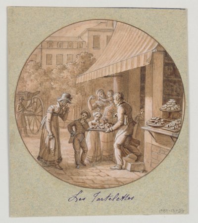 Projekt malowanego talerza porcelanowego Les Tartelettes (Małe Tarty) dla Service des Objets de Desserts (Serwis Deserów) autorstwa Jean Charles Develly