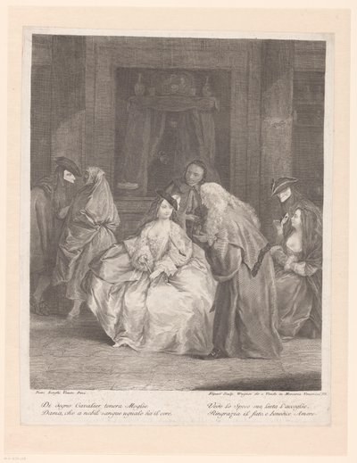 bal przebierańców Sceny z życia w Wenecji (tytuł serii) autorstwa Jean Charles Flipart