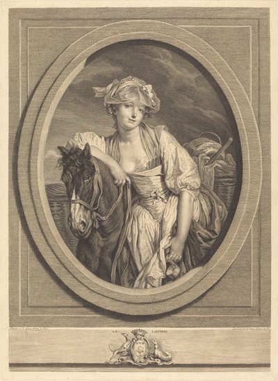 Mleczna dziewczyna autorstwa Jean Charles Levasseur after Jean Baptiste Greuze