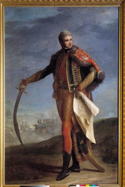 Portret u stóp Jeana Lannesa (1769-1809) księcia Montebello, marszałka Imperium Malarstwo Jean Charles Nicaise Perrin (1754-1831). 1804-1809. Ciemny. 2,1x1,4m. - Pełnowymiarowy portret Jeana Lannesa (1769-1809) księcia Montebello, marszałka cesarstwa. autorstwa Jean Charles Nicaise Perrin