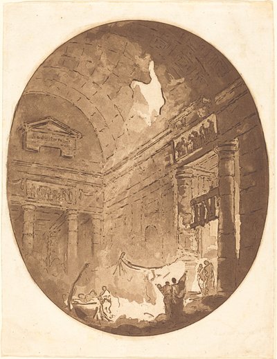 Wnętrze rzymskiej willi autorstwa Jean Claude Richard, Abbé de Saint Non after Hubert Robert