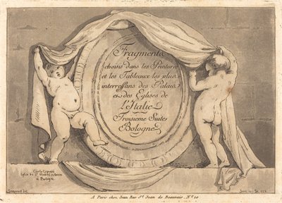 Strona tytułowa: Owalny wzór z kościoła San Michele de Bosco, Bolonia autorstwa Jean Claude Richard de Saint Non after Jean Honoré Fragonard after Carlo Cignani