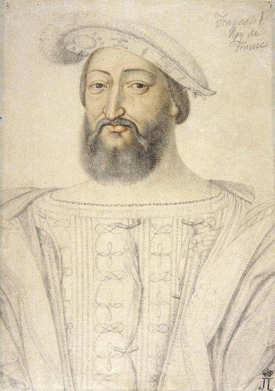 Portret Franciszka I (1494-1547), króla Francji par Clouet, Jean (ok. 1485-1541). Czarna kreda i sangwina na papierze, format 31,6x22,5, I poł. XVI w., Pustelnia Państwowa, Sankt Petersburg autorstwa Jean Clouet