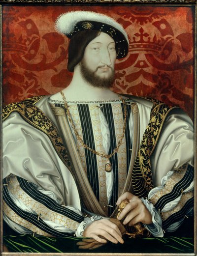 Portret Franciszka I (1494-1547), króla Francji (z kołnierzem Orderu św. Michała) olej na drewnie, ok. 1900 r. 1530 autorstwa Jean Clouet