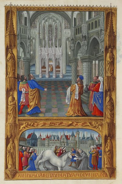 Les Très Riches Heures du Duc de Berry, Folio 129v - Najświętszy Sakrament autorstwa Jean Colombe