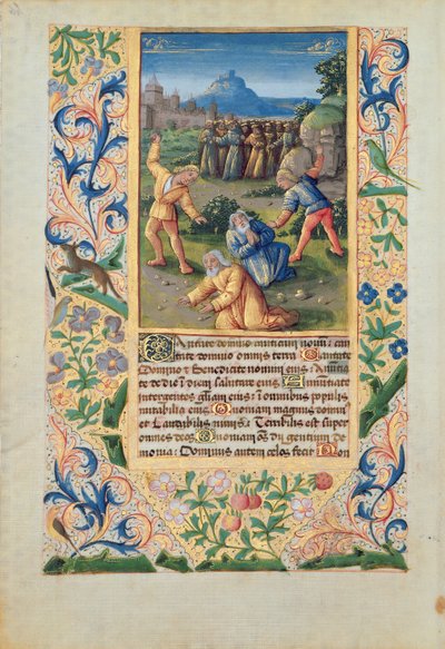 Pani Lat. Q.v.I.126 Ukamienowanie św. Szczepana z „Godzin Ludwika Orleańskiego”, 1469 autorstwa Jean Colombe