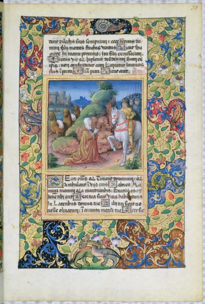 Pani Lat. Q.v.I.126 f.35 Spotkanie Abigail i Davida, z Księgi Godzin Ludwika dOrleans, 1490 autorstwa Jean Colombe