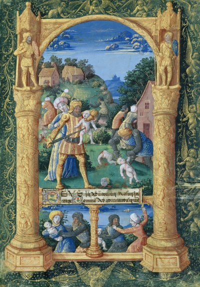 Ms Lat Q.v.I.126 f.36 Masakra niewiniątek, z "Księgi godzin Ludwika Orleańskiego autorstwa Jean Colombe