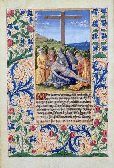 Pani Lat. Q.v.I.126 f.91v Lamentacja, z Księgi Godzin Louisa dOrleansa, 1469 autorstwa Jean Colombe