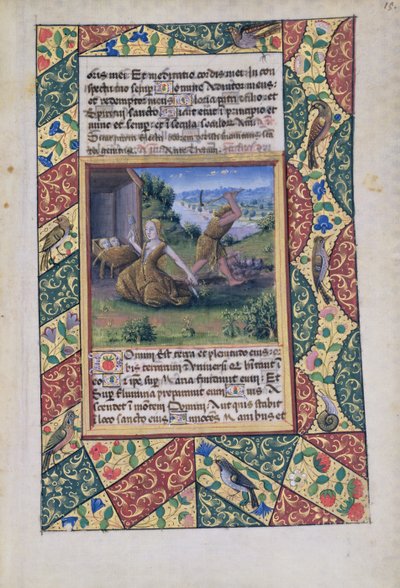 Pani Lat. Q.v.I.126 fol.15 Pracujący Adam i Ewa, z Księgi Godzin Ludwika dOrleans, 1490 autorstwa Jean Colombe
