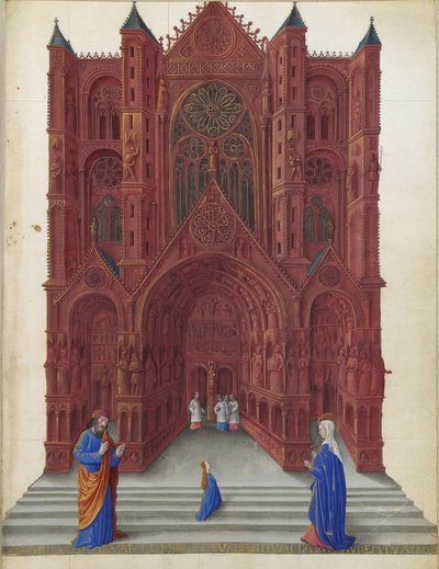 Très Riches Heures du duc de Berry - Ofiarowanie Najświętszej Marii Panny w Świątyni Jerozolimskiej folio 137r autorstwa Jean Colombe