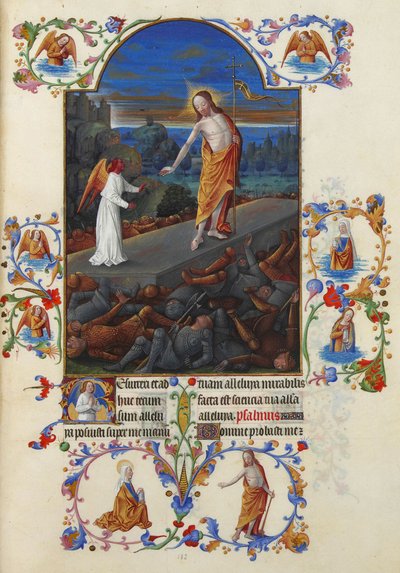 Très Riches Heures du Duc de Berry Folio 182, verso - Zmartwychwstanie Jezusa Chrystusa autorstwa Jean Colombe