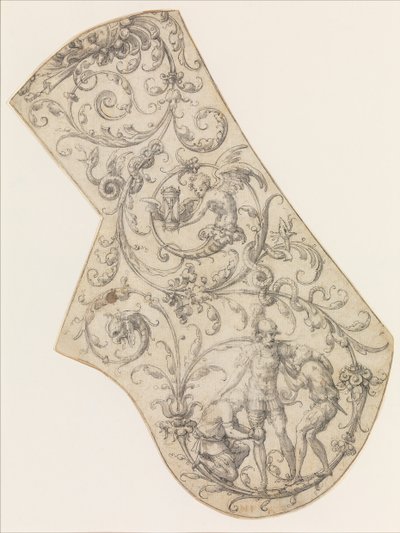 Projekt prawego naramiennika zbroi paradnej, ca. 1555. autorstwa Jean Cousin the Elder.