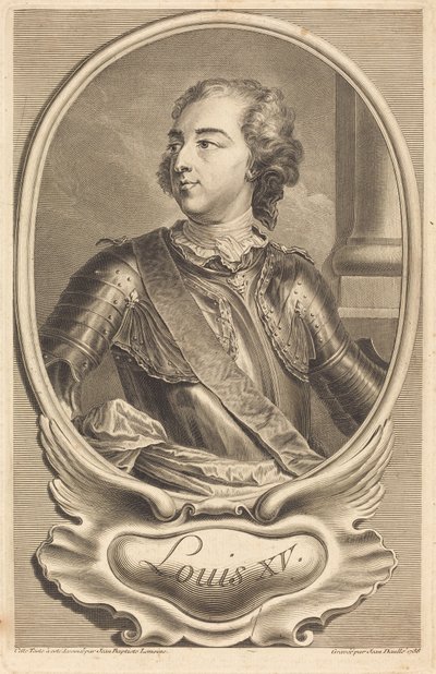 Ludwik XV autorstwa Jean Daullé after Jean Baptiste Lemoyne II