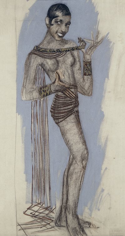 Josephine Baker - Makieta do ważnego panelu z laki, ok. 1927 (ołówek na papierze) autorstwa Jean Dunand