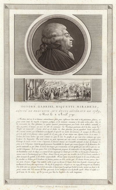 Portret Honore Gabriela Riqueti, hrabiego Mirabeau autorstwa Jean Duplessi Bertaux