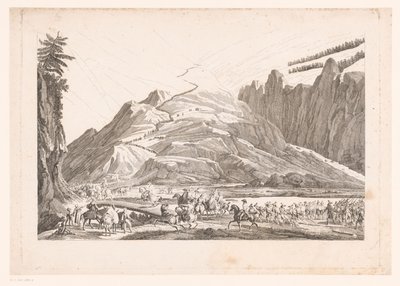 Krajobraz górski z jazdą konną (tytuł na obiekcie) autorstwa Jean Duplessis Bertaux (attributed to)