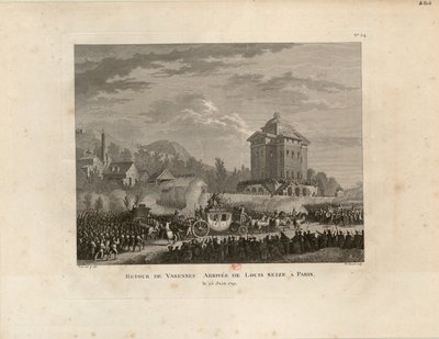 Powrót z Varennes, przyjazd Louisa Capeta do Paryża, 1802. autorstwa Jean Duplessis Bertaux
