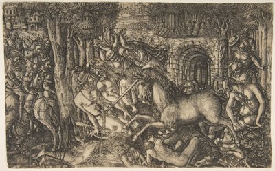 Król ścigany przez jednorożca, z serii Jednorożce, ok. godz. 1555. autorstwa Jean Duvet
