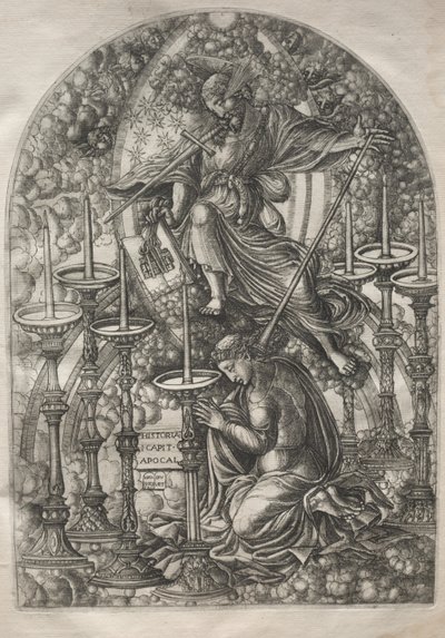 Apokalipsa: Św. Jan widzi siedem złotych świeczników, 1546-1556. autorstwa Jean Duvet