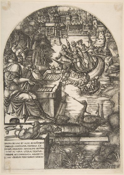 Artysta Jean Duvet w przebraniu św. Jana Ewangelisty, siedzący przy biurku, ok. godz. 1546-55. autorstwa Jean Duvet
