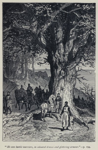 „Widział wrogich wojowników, w kolorowych sukienkach i lśniącej zbroi” (rycina) autorstwa Jean Edouard Dargent