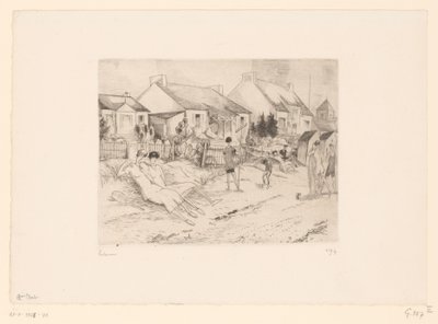 Tenisiści odpoczywają na plaży La petite plage (tytuł na obiekcie) autorstwa Jean Emile Laboureur (signed by artist)