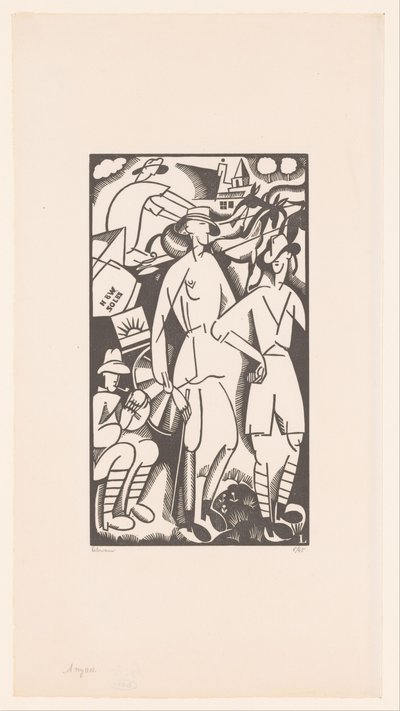 Czterech żołnierzy w krajobrazie Anzacs autorstwa Jean Emile Laboureur (signed by artist)