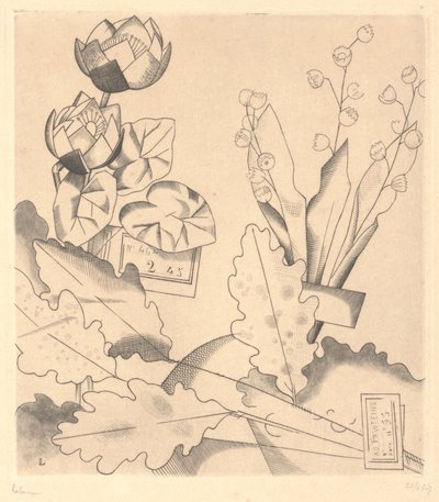 Sztuczne kwiaty: lilie wodne i konwalia autorstwa Jean Emile Laboureur