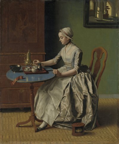 Holenderka przy śniadaniu, ok. 1756 (olej na płótnie) autorstwa Jean Étienne Liotard
