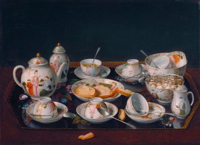 Niemiecki: Martwa natura z filiżankami kawy (japoński zestaw do herbaty) Martwa natura: zestaw do herbaty autorstwa Jean Étienne Liotard