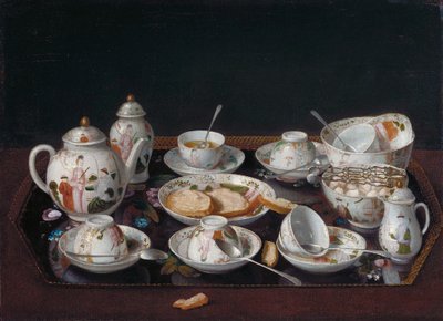 Niemiecki: Martwa natura z filiżankami kawy (japoński zestaw do herbaty) Martwa natura: zestaw do herbaty autorstwa Jean Étienne Liotard