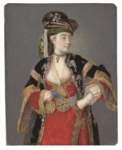 Przypuszczalny portret Laury Tarsi w tureckim stroju autorstwa Jean Étienne Liotard
