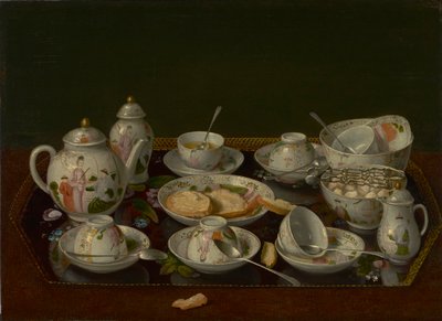 Martwa natura: zestaw do herbaty, ok.1781-3 (olej na płótnie zamontowany na płycie) autorstwa Jean Étienne Liotard