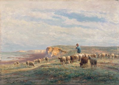 Stado owiec (olej na desce) autorstwa Jean Ferdinand Chaigneau