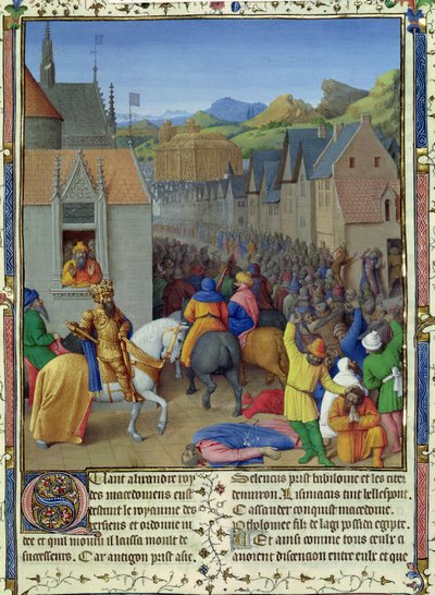 1s Fr 847 f. 248 Wjazd Ptolemeusza Sotera do Jerozolimy ok. 30 pne, ilustracja z „Antiquites Judaiques”, ok. 1470 autorstwa Jean Fouquet