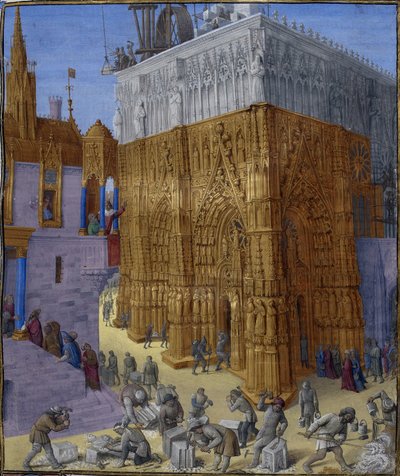 Budowa świątyni w Jerozolimie autorstwa Jean Fouquet