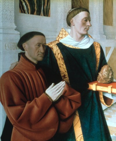 Etienne Chevalier i St Stephen, ok. 1450 autorstwa Jean Fouquet