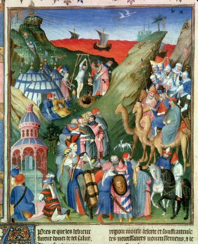 Fr 247 f.49 Tom 1 Hebrajczycy na pustyni, ilustracja z „Antiquites Judaiques”, c.1470 autorstwa Jean Fouquet