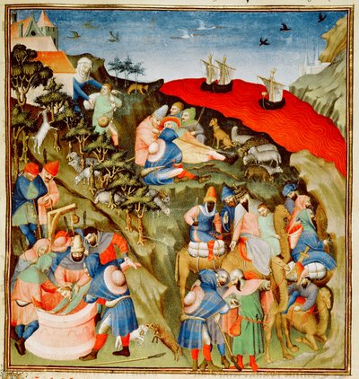 Ms Fr.247 f.25 Historia Józefa, ilustracja, z „Antiquites Judaiques”, ok. 1470 (patrz także 52468) autorstwa Jean Fouquet