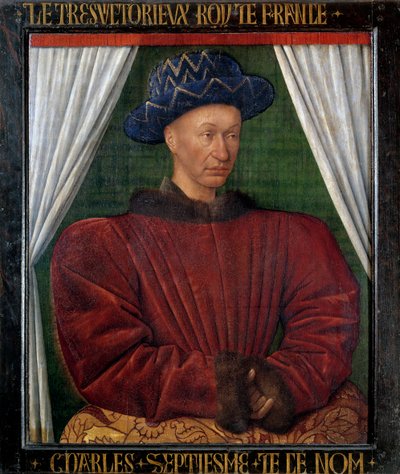 Portret Karola VII (1403-1461) króla Francji. Obraz Jeana Fouqueta (1420-1481) autorstwa Jean Fouquet
