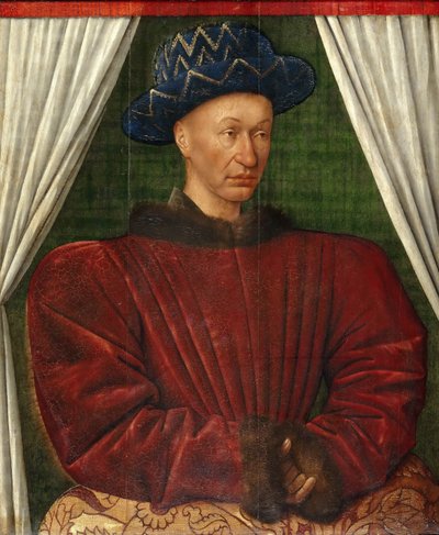 Portret króla Francji Karola VII, 1445-1450 autorstwa Jean Fouquet