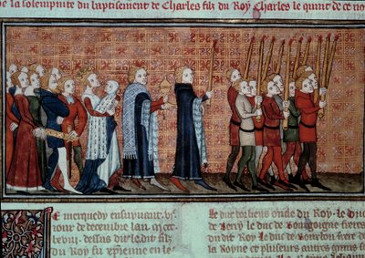 Procesja z okazji chrztu Karola VI (1368-1422) niesiona przez królową Jeanne d