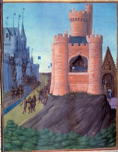 Oblężenie Awinionu (1226). Śmierć Ludwika VIII. Koronacja św. Ludwika (Ludwik IX). Miniatura w „Grandes Chronicles de France”” (251v) Jeana Fouquet autorstwa Jean Fouquet
