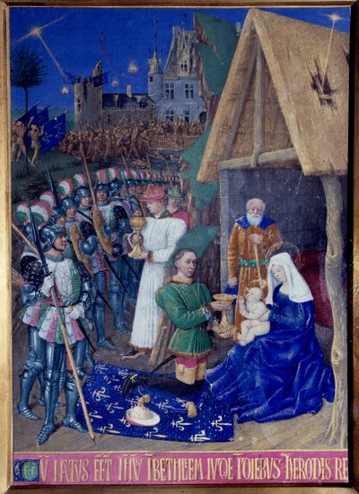 Adoracja miniatury Trzech Króli zaczerpnięta z „Księgi godzin Etienne Chevalier” Jeana Fouqueta (1420-1477/1481) autorstwa Jean Fouquet